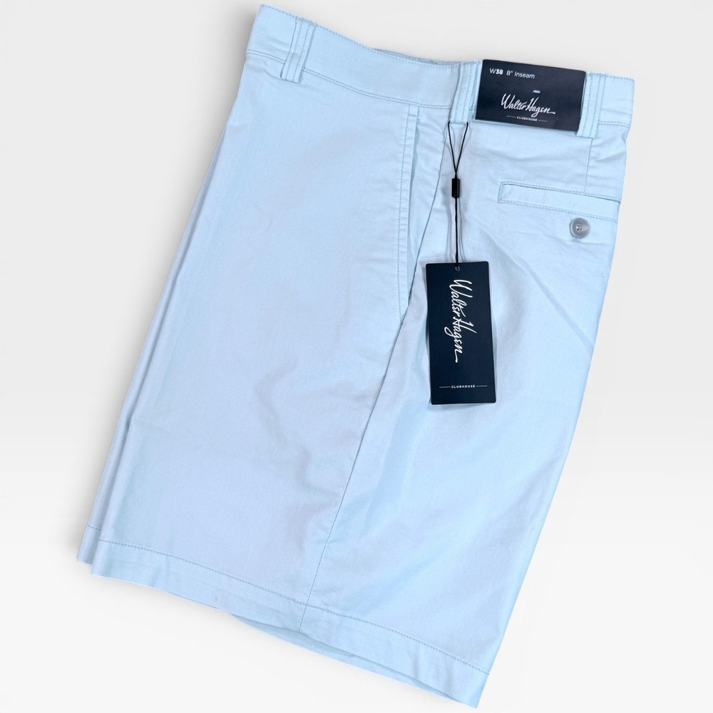 WALTER HAGEN Clubhouse Chino Shorts Mens 38 Soft Blue Golf Stretch NWT